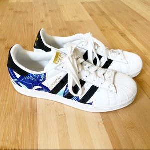 Adidas Superstar Blue Floral Shoes